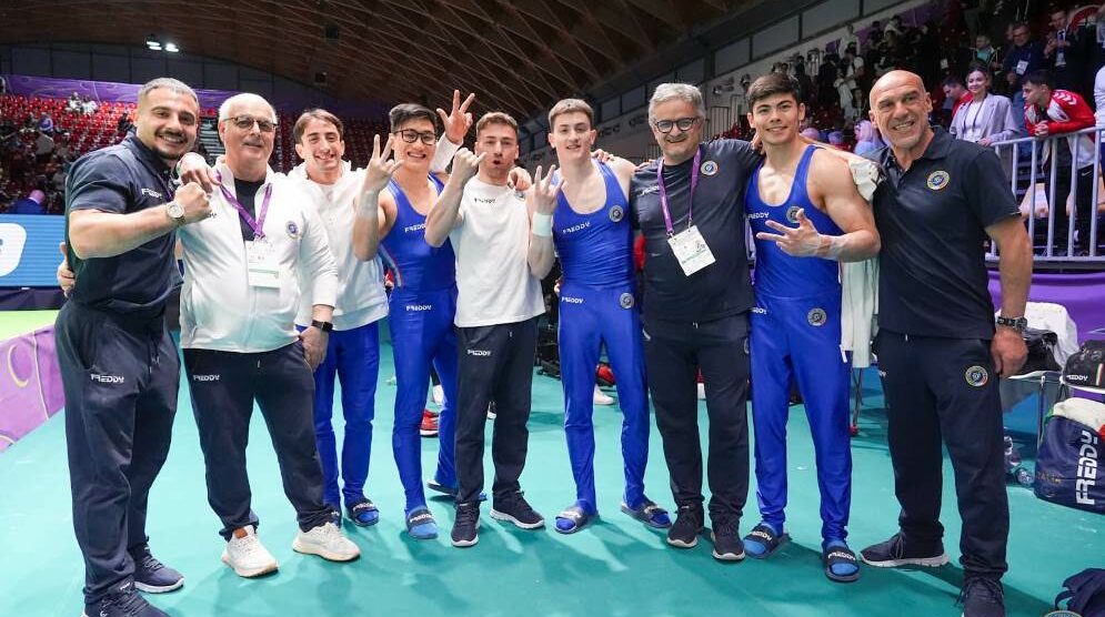 Ginnastica squadra senior azzurra 2° da destra Abbadini - Camp.Europei